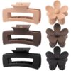 6 Pack Large Rectangle Hair Claw Clips