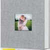 Popotop Self Adhesive Photo Album - 40 Pages, Linen Cover, Picture Display Window, DIY Scrapbook for 4x6-8x10 Pictures, Wedding Family Memory Book with Scraper and Metallic Pen