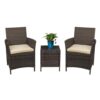 Devoko Patio Furniture Sets - 3 Piece PE Rattan Wicker Chairs with Table - Outdoor Garden Furniture Sets (Brown/Beige)