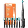 Electric Toothbrush for Adults - Ultrasonic with 8 Brush Heads, 5 Modes, Smart Timer, Rechargeable - Black D2
