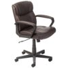 Amazon Basics Padded Office Desk Chair with Armrests, Adjustable Height/Tilt, 360-Degree Swivel, Dark Brown