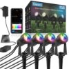 Ligency Low Voltage Landscape Lights - 40ft Wired Smart Waterproof RGBW Led Outdoor Spotlights