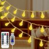 KNONEW USB Fairy Lights, 43Ft 100 LED Globe String Lights, Remote Control, 8 Modes