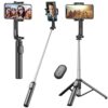 Selfie Stick with Tripod and Wireless Remote for Group Selfies, Live Streaming, and Video Recording - Compatible with All Cellphones - Compact and Lightweight