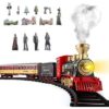 Train Set with Steam Locomotive Engine, Cargo Car, Tracks - Battery Powered Toy with Smoke, Light, and Sounds - for Kids 3-7 Years Old