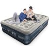 iDOO Queen Air Mattress with Built-in Pump - Inflatable Mattress for Camping & Guests - Blow Up Airbed - Self-Inflating & Foldable - Portable & Comfortable - 18" Raised
