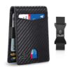 Slim Money Clip Wallet for Men, Leather Bifold RFID Blocking Front Pocket Wallet with 12 Card Slots, Gift Box Included, Black Color
