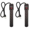Amazon Basics 6-Outlet Surge Protector Power Strip, Pack of 2, Black