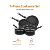 Amazon Basics 8-Piece Non-Stick Cookware Set, Black