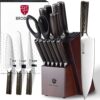 Kitchen Knife Set with Block - 15 Pcs German Stainless Steel Chef Knife Set