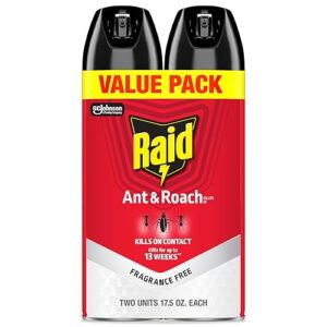 Raid Ant & Roach Killer 26, Fragrance Free Bug Killer for Home Use, Kills Bugs on Contact, 17.5 Oz, 2 Count