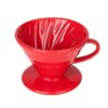 Mind Reader Ceramic Dripper, Pour-Over Coffee Maker with Spiral Ridge Walls, Loose-Leaf Tea Brewer for Office Breakroom, Kitchen, 1-4 Cups, Red