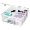 AB Designs 6990ABD Super Satchel Double Deep with Removable Dividers, Stackable Home Storage Organization Container, Clear with Sliver Latches and Handle