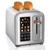 SEEDEEM 2 Slice Stainless Steel Bread Toaster with LCD Display, Touch Buttons, 50% Faster Heating, 6 Bread Selection, 7 Shade Settings, 1.5'' Wide Slots, Cancel/Defrost/Reheat Functions, Removable Crumb Tray, 1350W, Silver Metallic