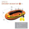 INTEX Explorer Inflatable Boat: Dual Air Chambers - Welded Oar Locks - Grab Handles - Bow Rope - Sporty Design