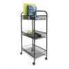 Mind Reader Rolling Utility Cart with 3 Shelves, Omnidirectional Wheels, Lightweight and Portable, 17.13"L x 10.43"W x 29.92"H, Black