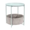 Amazon Basics Round Storage End Table with Cloth Basket - Mint Green/Heather Gray - 18" x 18" x 19"