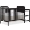 Dream On Me Anna 3-in-1 Crib and Changing Table Combo, Black, Greenguard Gold Certified, Non-Toxic, Includes Changing Pad