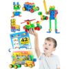 Brickyard Building Blocks - STEM Educational Toys for Kids Ages 4-8, 163 Pieces, Design Guide, Tools, Toy Storage Box, Gift for Boys & Girls