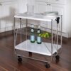Honey-Can-Do Modern Foldable Kitchen Cart with Wheels and Metal Basket, White/Chrome CRT-09606 White
