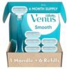 Gillette Venus Smooth Women's Razor Handle + 2 Blade Refills with Soft-Grip Gel Handle