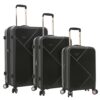 Kensie Women's Dawn Hardside Spinner Luggage Set, Black, 3-Piece (20/24/28)