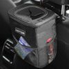 HOTOR Multipurpose Car Trash Can with Lid and Storage Pockets - Black