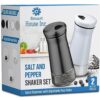 Salt and Pepper Shakers - Black & White - Adjustable Pour Holes - Stainless Steel & Glass - Set of 2 Bottles