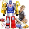 SNAEN Toys for Kids - Construction Vehicles Transform Robot, STEM Building Toddler Toys, 5-in-1 Trucks