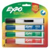 Expo Magnetic Dry Erase Markers, Chisel Tip, Assorted Colors, 4 Pack