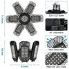 LED Garage Lights - 2 Pack, 120W 12000LM, 6500K, Deformable Ceiling Light, 6+1 Multi-Position Panels, E26/E27 Socket (Black, Type A)