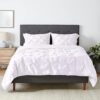 Amazon Basics Pinch Pleat Down-Alternative Comforter Set, Full/Queen, Bright White