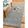 Unique Loom Solid Shag Area Rug Runner (2