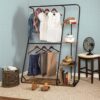 Double-Rod Open-Closet Clothes Storage Wardrobe, Black