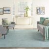 Nourison Positano Indoor/Outdoor Aqua Area Rug, 5' x 7', Easy Cleaning, Non Shedding