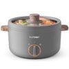 Hytric Electric Hot Pot - 1.5L Mini Multifunction Cooker for Shabu-Shabu, Noodles, Pasta, Sautéing - Dual Power Control - Perfect for Dorm and Office