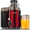 SiFENE 3" Big Mouth Centrifugal Juicer for Fruits & Vegetables, Easy-Clean, BPA-Free (Stainless Steel Red)
