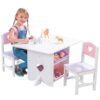KidKraft Wooden Heart Table & Chair Set with 4 Storage Bins, Children's Furniture – Pink, Purple & White, Gift for Ages 3-8