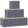 FabTotes 6 Pack Collapsible Storage Cubes, Large Toy Book Organizer Boxes with Handles, Grey