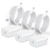 iPhone Charger, 3-Pack [MFi Certified] 20W PD USB C Fast Wall Charger with 6ft Lightning Cable