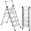 XinSunho 5 Step Ladder with Handgrip, Folding and Anti-Slip Steps, 330lbs Capacity