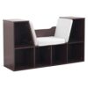 KidKraft Wooden Bookcase with Reading Nook, Six Shelves and Gray Cushion - Espresso