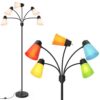 FOLKSMATE LED Floor Lamp, Medusa Multi Head, Rustic Adjustable Gooseneck Light