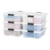 IRIS USA 6 Pack Plastic Storage Bin with Lid, 26.9qt