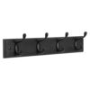 Wall-Mounted Coat Rack with 4 Dual Metal Hooks, Black