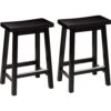 Amazon Basics Solid Wood Saddle-Seat Kitchen Counter-Height Stool, Set of 2