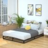 Amazon Basics Metal Platform Bed Frame - Wood Slat Support - 6" High - Queen - Black