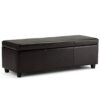 Avalon 48" Contemporary Storage Ottoman Bench in Brown Vegan Leather for Living Room, Entryway, and Family Room