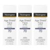 Neutrogena Age Shield Face Oil-Free Sunscreen Lotion with Broad Spectrum SPF 70, Non-Comedogenic Moisturizing Sunscreen to Help Prevent Signs of Aging, PABA-Free, 3 fl. oz (Pack of 3)