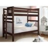 Twin Over Twin Tall Bunk Beds with End Ladder, Dark Cherry